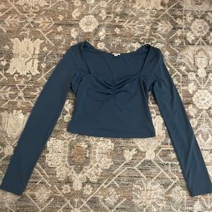 Garage long sleeve sweetheart neckline top